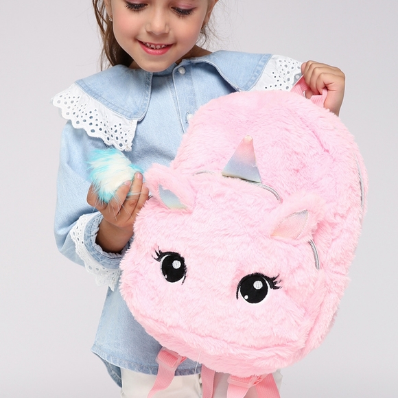 Cute Plush Unicorn Toddler Mini Travel Bag Princess Plush Backpack for Girls 1-6 - Picture 11 of 16